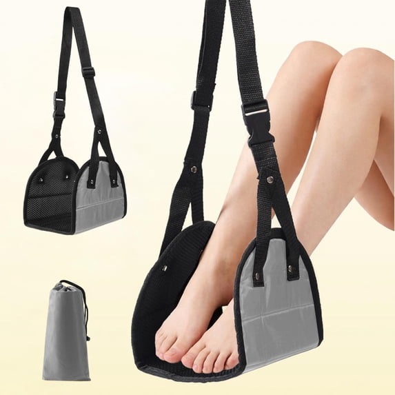 Travel Foot Rest Hammock, Adjustable Airplane Footrest With Foldable Design And Comfortable Support, Portable Leg Rest Sling for Flights Car Rides Office Work And Long Trips
