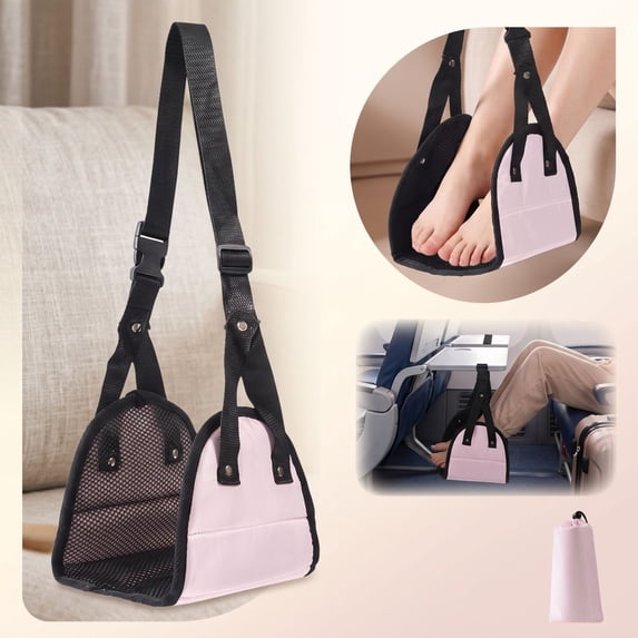 Travel Foot Rest Hammock, Adjustable Airplane Footrest With Foldable Design And Comfortable Support, Portable Leg Rest Sling for Flights Car Rides Office Work And Long Trips