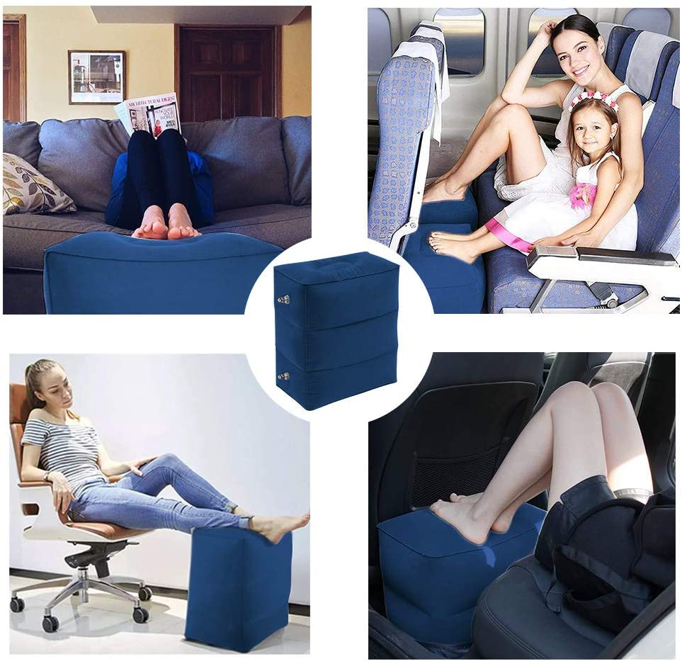Travel Foot Rest Pillow, Portable Inflatable with Double Hand Pump