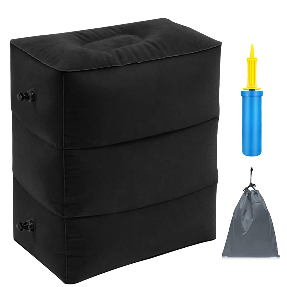 Travel Foot Rest Pillow, Portable Inflatable With Double Hand Pump