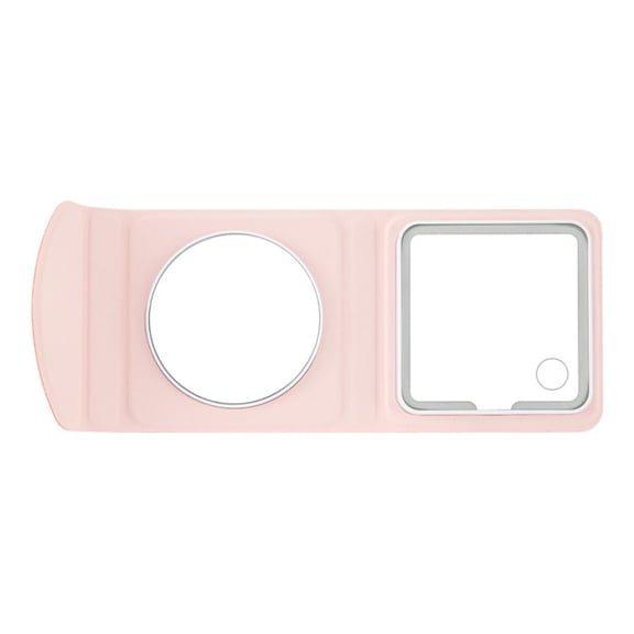 Travel-Friendly 2-Way Foldable Mirror - 5X/Plain Mirror in Order LED Light with Stepless Dimming Rechargeable & PU Waterproof Surface