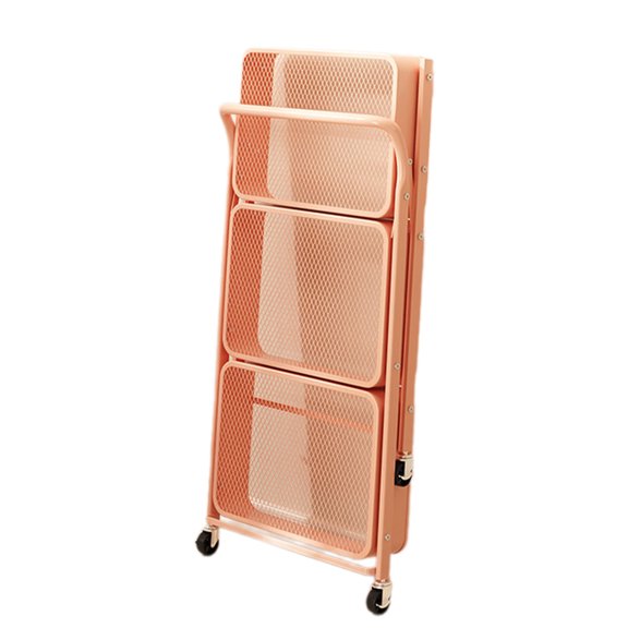 Travel Friendly Folding Trolley with Handle Carbon Steel Storage Rack Mobile Storage Rack for Shopping and Travel
