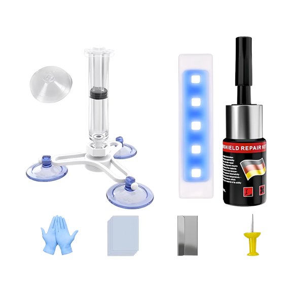 Travel Friendly Professional Windshield Restoration Repair Set Includes Curing Lamp Nighttime Solution For Quick Fixes
