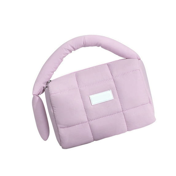 Travel Friendly Quilted Toiletry Bag Zipper Cosmetic Organized With Handle For Women Girls Nylon Storage Pouches