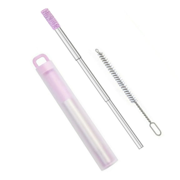 Travel Friendly Retractable Straw with Silicones Mouthpieces and Case Folding Straw for Easy Cleaning