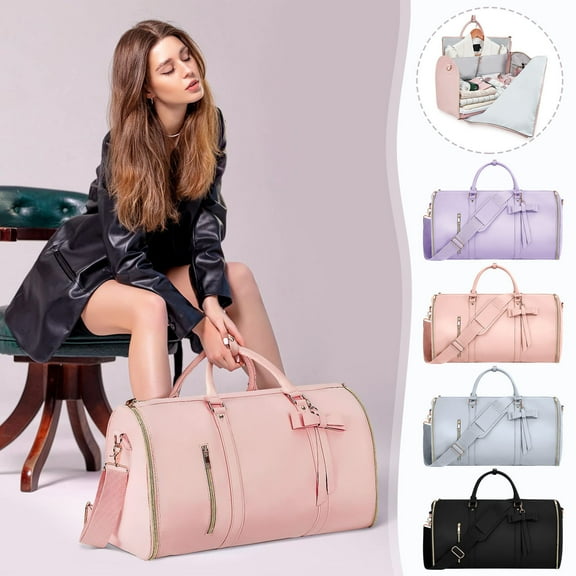 Travel Garment Bags For Women, Convertible Foldable Suit Bag, Polyester, Hanging Clothes, Toiletry Pocket, Modern Style, Business Trips, Hangable Garment Duffle TOPLIU
