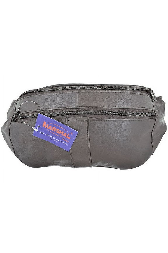 Travel Genuine Leather Waist Fanny Pack Hip Pouch with Zippered Compartments