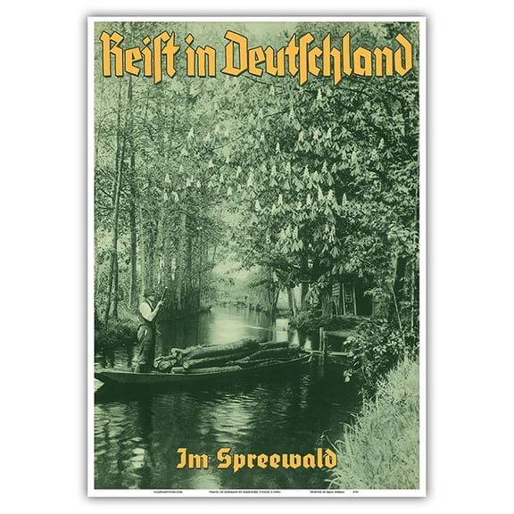 Travel In Germany (Reist in Deutschland) - Spreewald Biosphere Reserve - Vintage Travel Poster by Haneberg Studio c.1950s - Master Art Print 10in x 14in