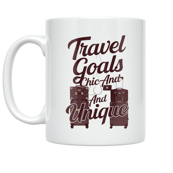Travel Goals Chic And Unique - Fashionable Traveler - 11 oz Ceramic Coffee Mug