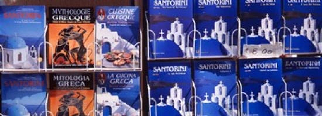 Travel Guides Santorini Greece Canvas Art - Panoramic Images (18 x 7)