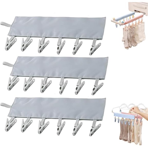 Travel Hangers Foldable, Portable Foldable with 6 Clips, Portable Foldable Hangers for Swimsuit Towel & Sock Space-Saving Drying Rack for Hotels Camping (3PC,C)