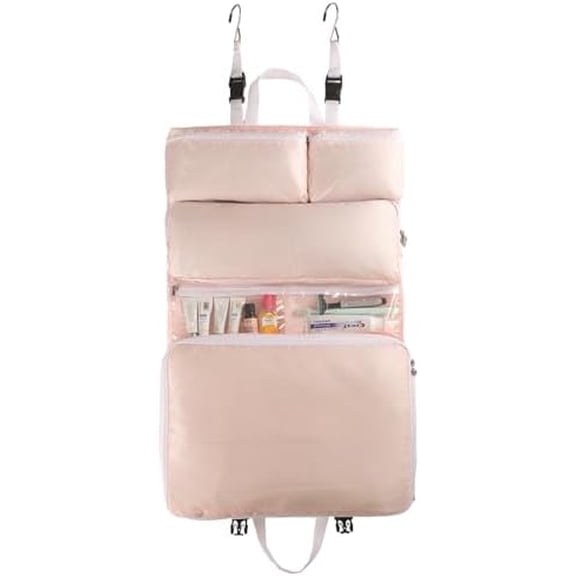 Travel Hanging Storage Bag for Luggage with Hooks and Handle Compression Packing Cube 6-in-1 Suitcase Organizer Travel Packing Organizers Space-Saving Carry-on Closet, Pink