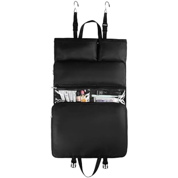Travel Hanging Storage Bag for Luggage with Hooks and Handle Compression Packing Cube 6-in-1 Suitcase Organizer Travel Packing Organizers Space-Saving Carry-on Closet, Black