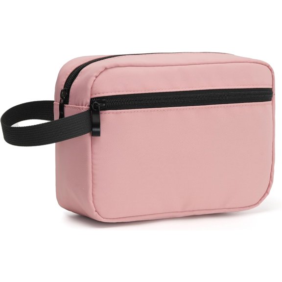 Travel Hanging Toiletry Bag with Carry Handle - Water-Resistant Small Cosmetic Organizer for Men & Women, Makeup, Shaving Kit, Gym & Travel Essentials (Lavender),Dusty Pink