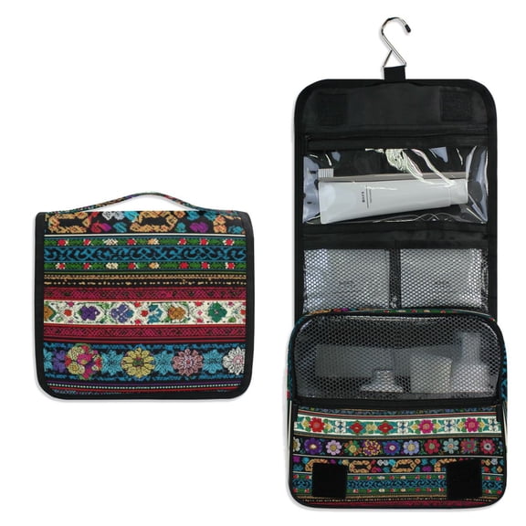 Travel Hanging Toiletry Bag Home Cosmetic Organizer Makeup Bag Colorful Seamless Borders