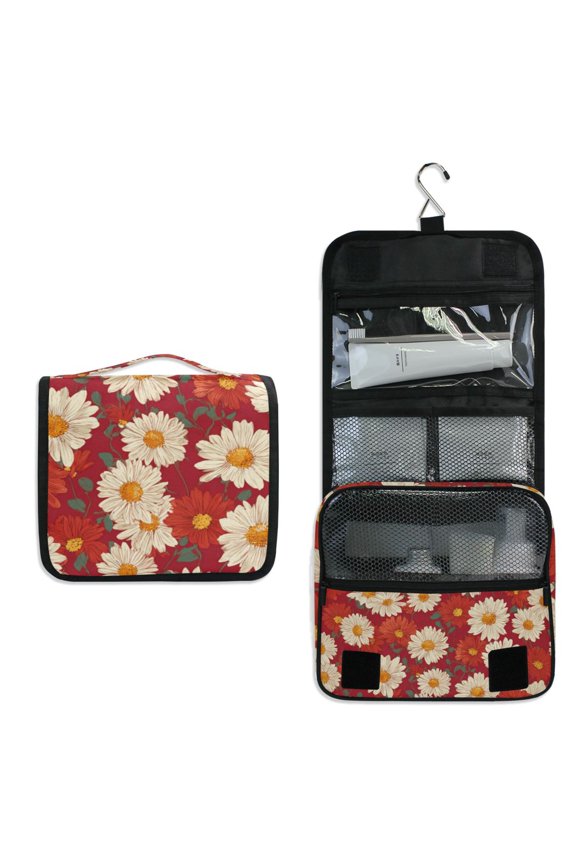 Travel Hanging Toiletry Bag Home Cosmetic Organizer Makeup Bag Dasiy in Red