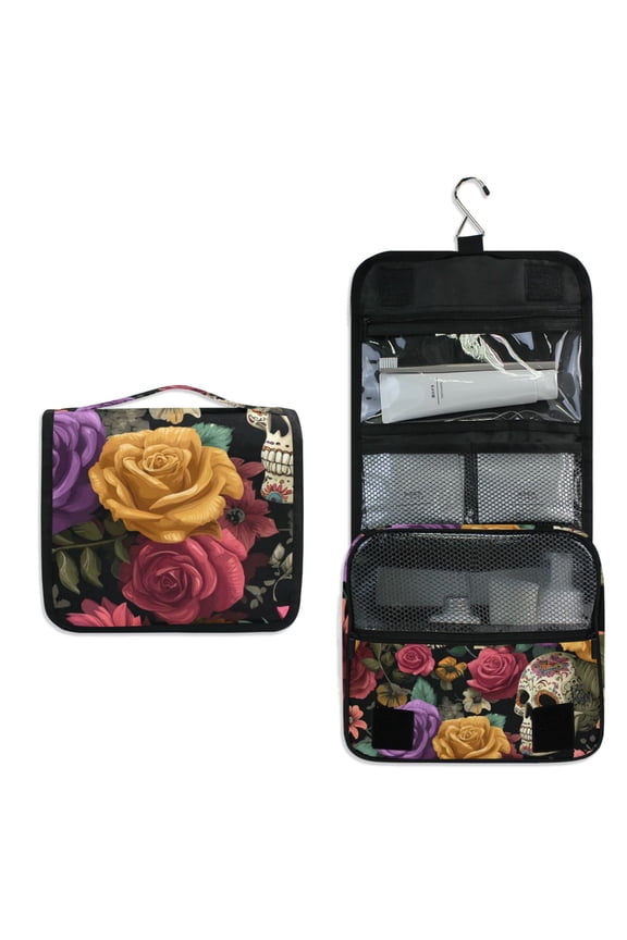 Travel Hanging Toiletry Bag Home Cosmetic Organizer Makeup Bag Sugar Skulls