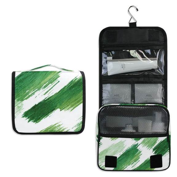 Travel Hanging Toiletry Bag Home Cosmetic Organizer Makeup Bag Watercolor Green Brush