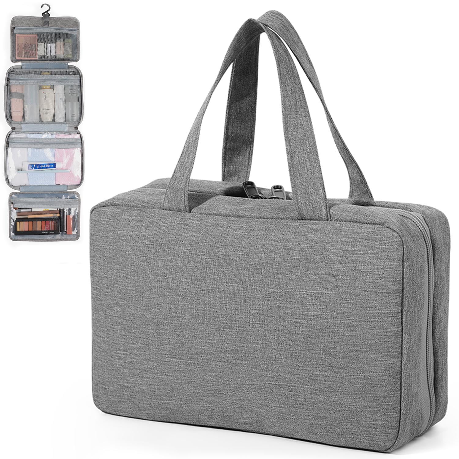 Rownyeon Clear Makeup Case .. Toiletry Bag Travel Makeup .. Train Case  Portable Cosmetic .. Organizer Transparent Bag Black 