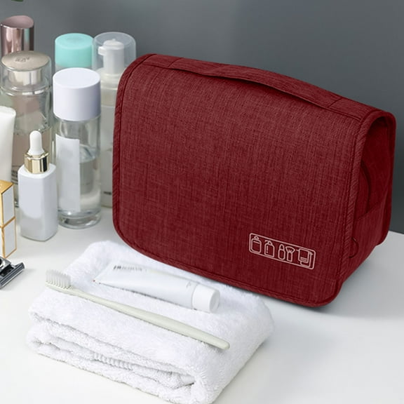 Travel Hanging Toiletry Bag for Men Women Travel Kit Shaving Bag Waterproof Large Makeup Bag Wash Bag Makeup Organizer Cosmetic Case for Bathroom Shower Red/ Home Essentials