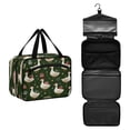 thumbnail image 1 of Travel Hanging Toiletry Bag with 4 Zipped Compartments Waterproof Makeup Accessories Spacious Cosmetic Bag Cartoon Geese Carrying Presents Large, 1 of 9