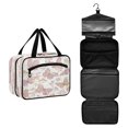 thumbnail image 1 of Travel Hanging Toiletry Bag with 4 Zipped Compartments Waterproof Makeup Accessories Spacious Cosmetic Bag Delicate Butterflies and Flowers Medium, 1 of 9