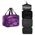 thumbnail image 1 of Travel Hanging Toiletry Bag with 4 Zipped Compartments Waterproof Makeup Accessories Spacious Cosmetic Bag Lavender Bohemian Pattern Large, 1 of 9