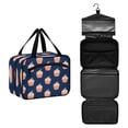thumbnail image 1 of Travel Hanging Toiletry Bag with 4 Zipped Compartments Waterproof Makeup Accessories Spacious Cosmetic Bag Peach Ice Cream Pattern Medium, 1 of 9