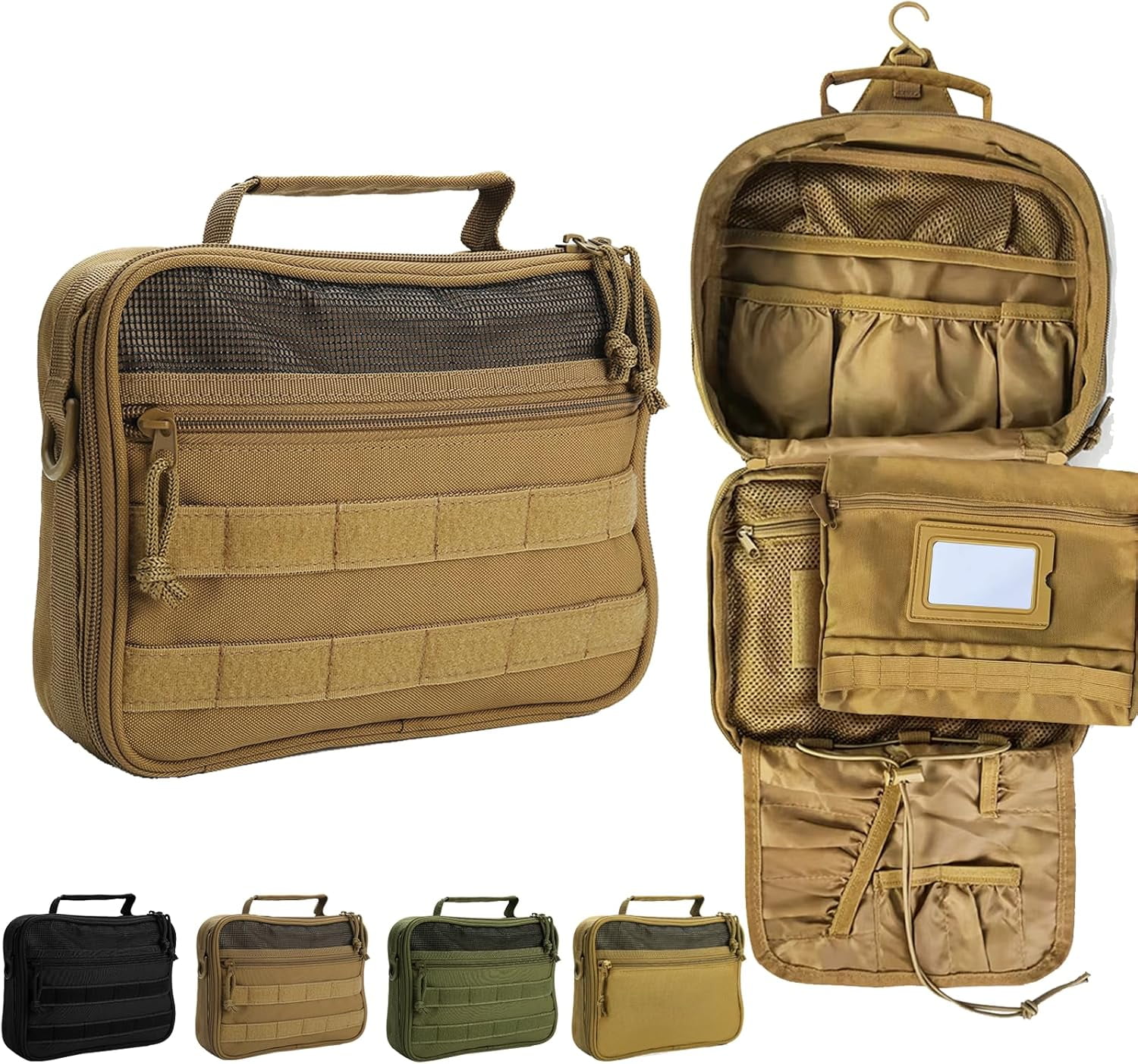 Travel Hanging Toiletry Bags,Tactical Toiletry Bag for Men,Bathroom Essentials Men's Toiletry Bag for Camping,Toiletries Organizer Dopp Kit, Travel Cosmetic Bag,Shaving Hygiene Bag