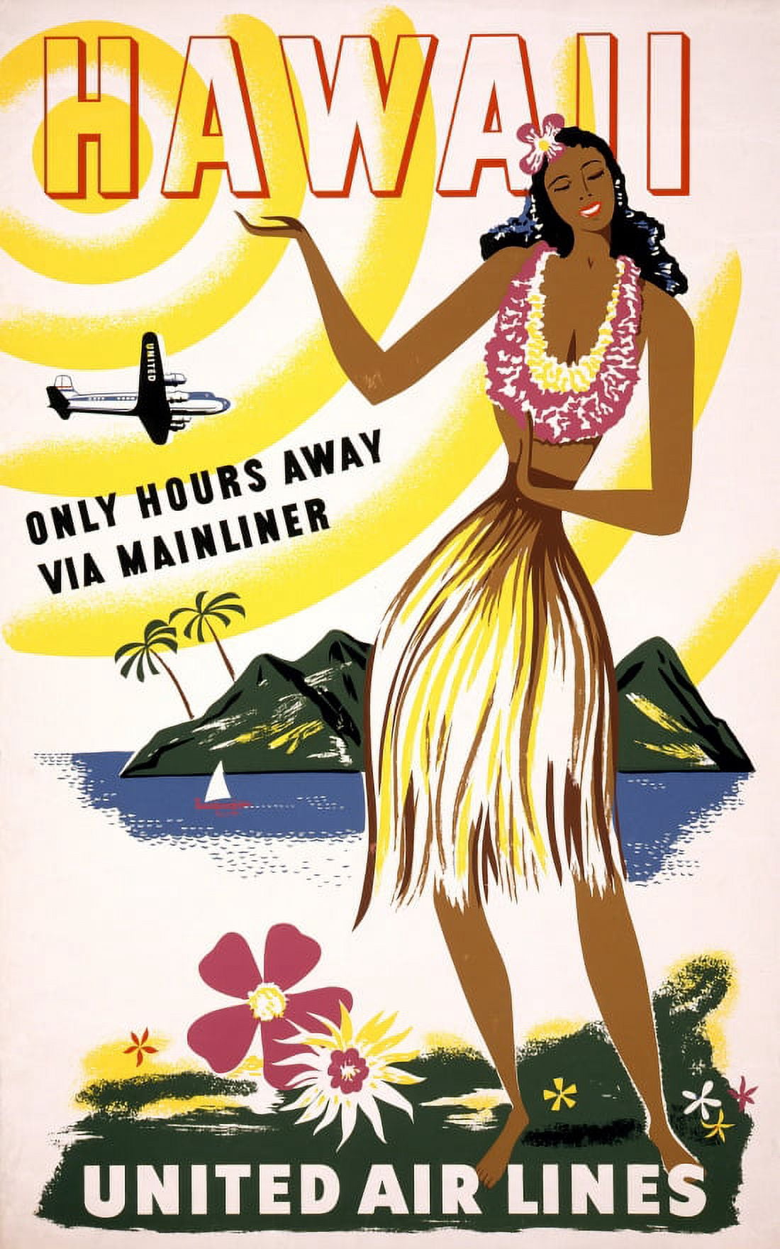 Travel Hawaii Only Hours Away Via Mainliner Canvas Art - (24 x 36)