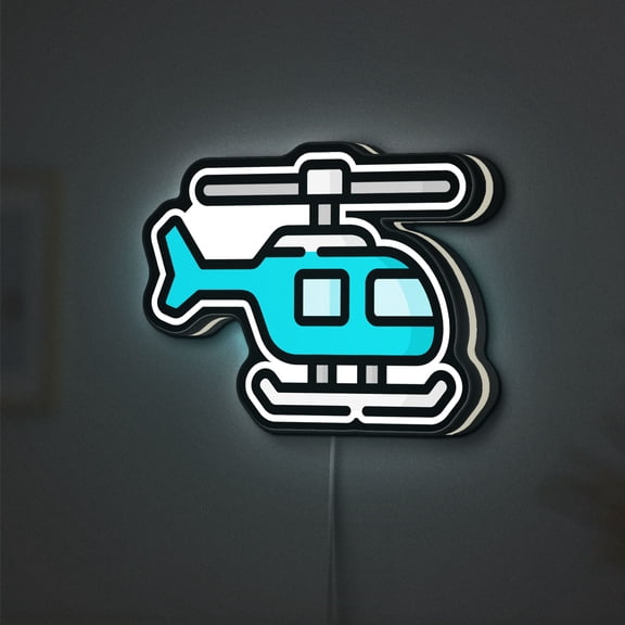 Travel Helicopter 3D Novelty Light Box, Aircraft Wall Art Ideal for Flight Lovers and Travel Decor (Height 12 inch, 30cm)