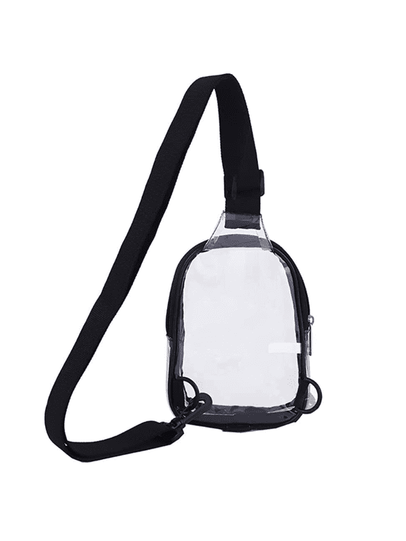 Travel Hiking Stadium Concert Multipurpose Clear Crossbody Sling White One Size PVC Material Adjustable Reversible Strap for Events