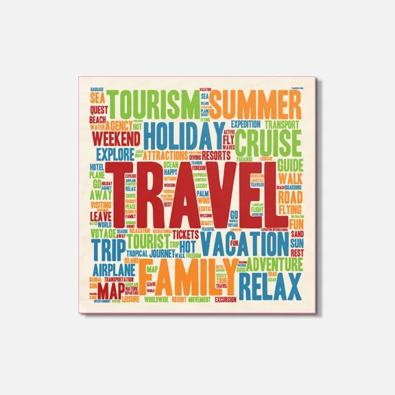 Travel Holiday 4'' X 4'' Square Wooden Coaster