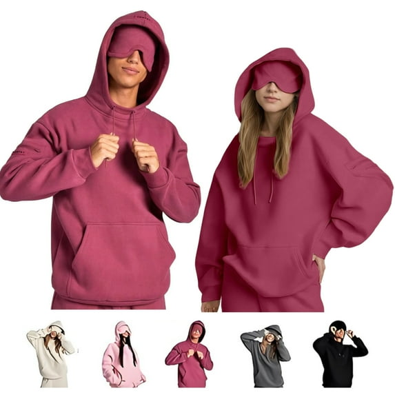Travel Hoodie with Eye Mask Built In Airplane Mode Comfort Wearable Blanket for Sleeping & Flying Mint Green XS