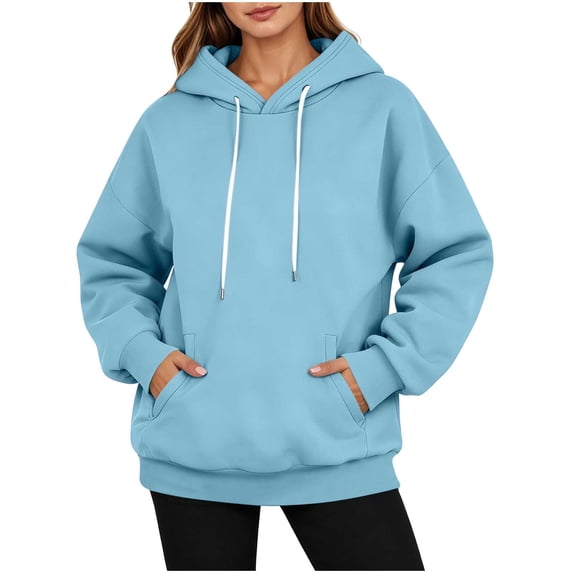 Travel Hoodie with Hidden Pockets Zaewscy Women's Fashionable Loose-fitting Pocket Color Long-sleeved Hooded Sweater For Spring And Winter