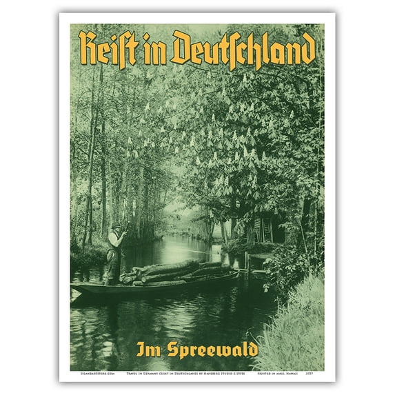 Travel In Germany (Reist in Deutschland) - Spreewald Biosphere Reserve - Vintage Travel Poster by Haneberg Studio c.1950s - Master Art Print (Unframed) 9in x 12in