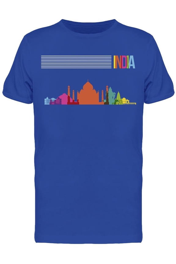 Travel India Landmarks Skyline T-Shirt Men -Image by Shutterstock Men T-Shirt, Male Large