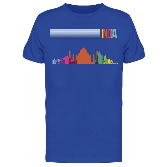 Travel India Landmarks Skyline T-Shirt Men -Image by Shutterstock Men T-Shirt, Male Medium