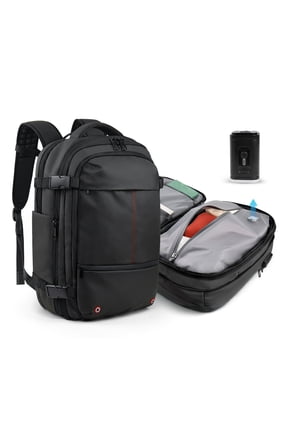 Backpack for Travel, 60L Expandable Vacuum Backpack with Electric Vacuum Pump, Water-Resistant & TSA Anti-Theft for Airplane Vacuum Seal Compression Air-Seal Bag for Travel