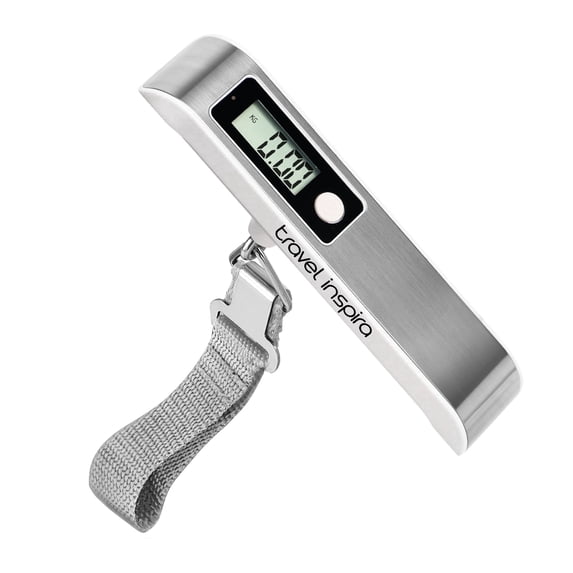 Travel Inspira Digital Luggage Scales with Overweight Alert LCD Display 110LB / 50KG (Stainless Steel, White)