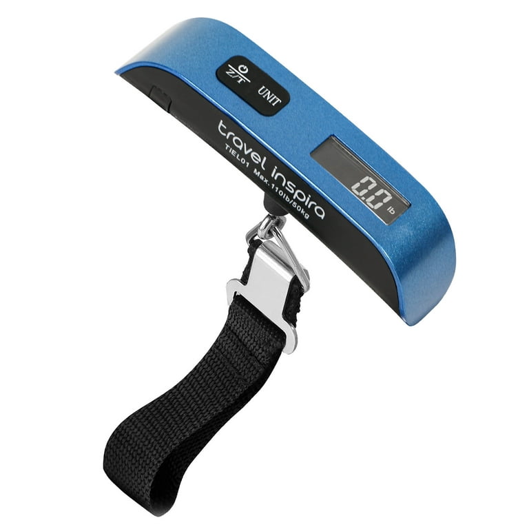Travel Inspira Luggage Scale, Portable Digital Hanging Baggage Scale for  Travel, Suitcase Weight Scale with Rubber Paint, 110 Pounds, Battery  Included - Blue 
