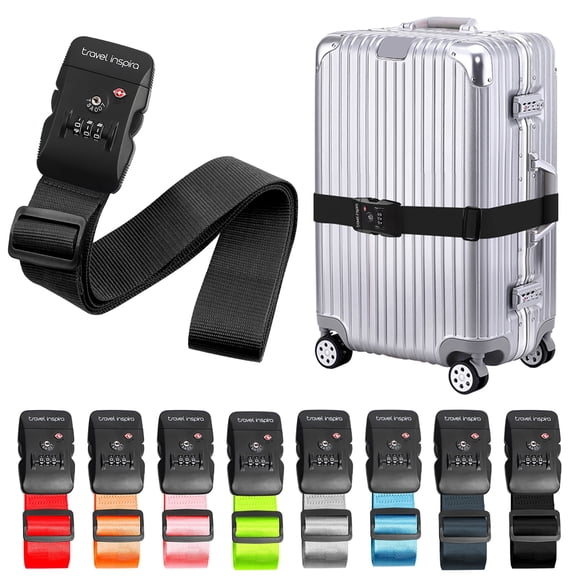Travel Inspira TSA Luggage Strap with 3-Digit Combination Lock, Black