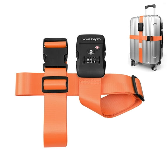 Travel Inspira TSA Approved Luggage Straps with Quick-Release Buckle, Adjustable Nylon Belts, Orange