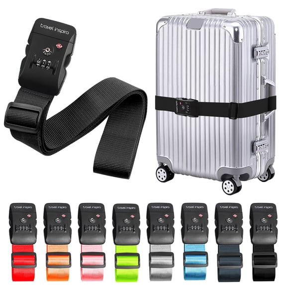 Travel Inspira TSA Luggage Strap with 3-Digit Combination Lock, Black