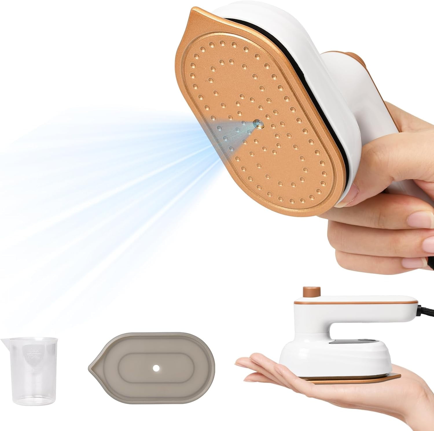 Travel Iron Mini with Steam, Portable Iron Steamer, Clothes Steamer Handheld, 90°/180° Rotatable