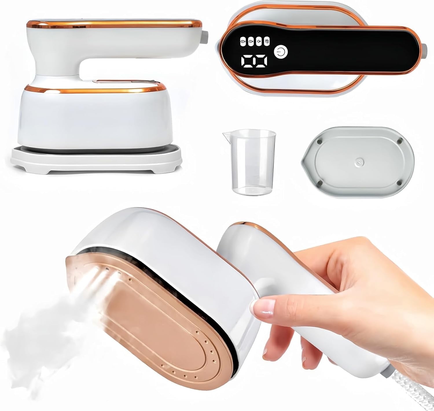 Travel Iron Steamer for Clothes, 2 in 1 Dry and Wet Mini Portable Clothing Steam, 1000W Foldable Handheld Garments Steamer Iron 4Mode with LCD Display, 9s Fast Heat-up, 180° Swivel Wrinkles Remover