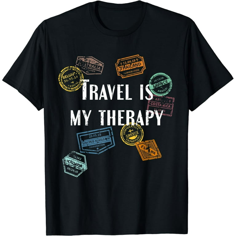 Travel Is my Therapy Distressed World Traveler Passport T-Shirt