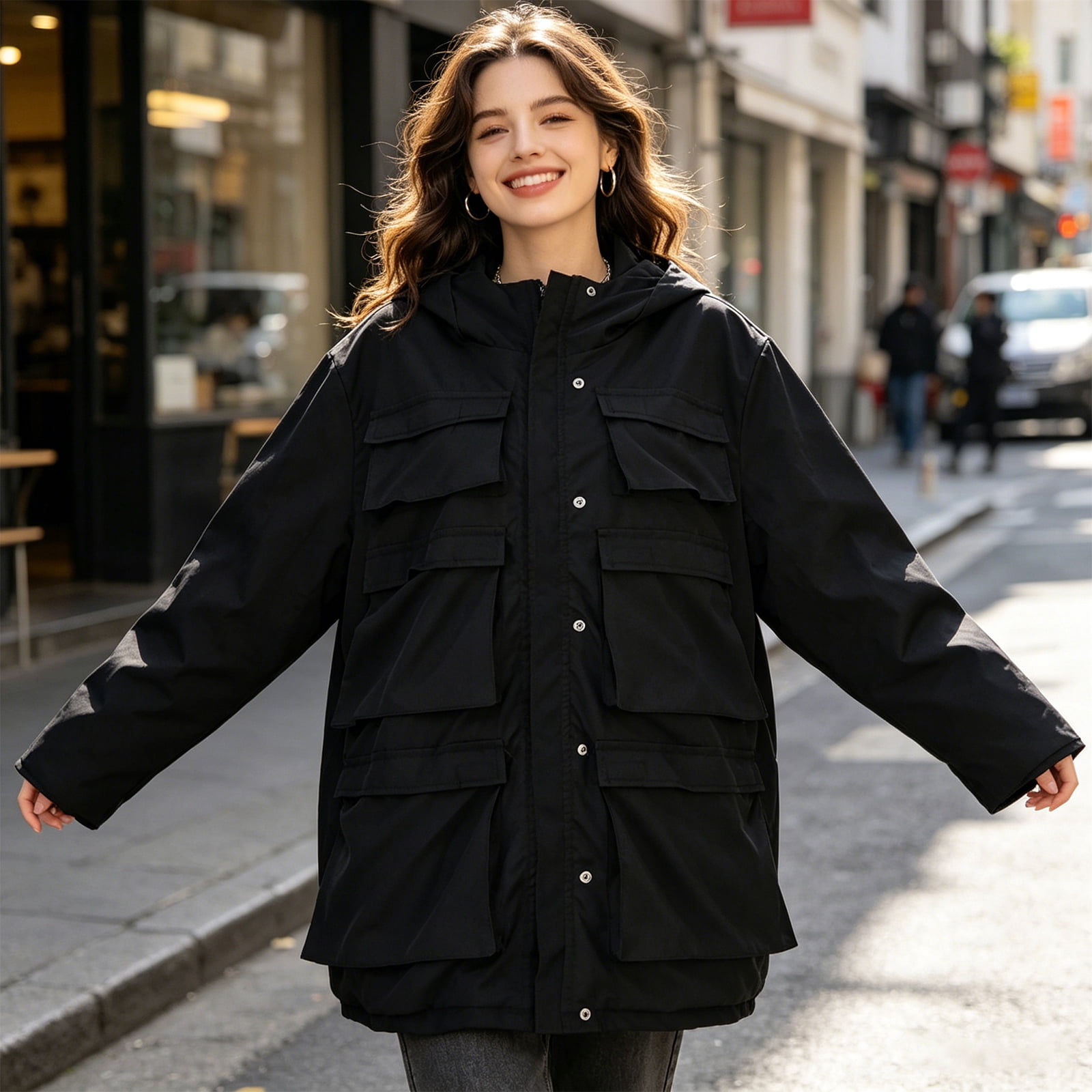 Unisex Travel Jacket with 10 Hidden Pockets, Water Resistant