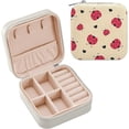 thumbnail image 1 of Travel Jewelry Box Cartoon Ladybugs PU Leather Jewelry case Small Portable Jewelry Organizer Box for Rings Earrings Necklaces Bracelets(White) Women Gifts, 1 of 7