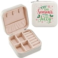 thumbnail image 1 of Travel Jewelry Box Christmas PU Leather Jewelry case Small Portable Jewelry Organizer Box for Rings Earrings Necklaces Bracelets(White) Women Gifts, 1 of 7